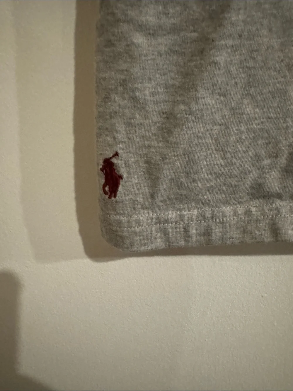 Ralph Lauren Heather Gray POLO Appliqué Tee with Maroon Trim